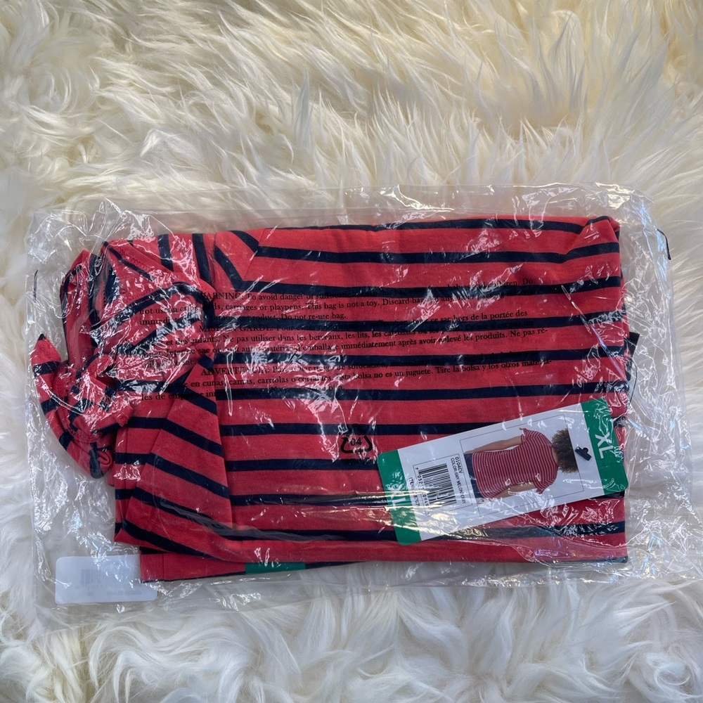 Nautica Tie Sleeve Top Striped Shirt, Red Black - Picture 7 of 7
